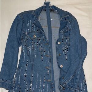 PatBO RUNWAY Embellished Blue Denim Jacket